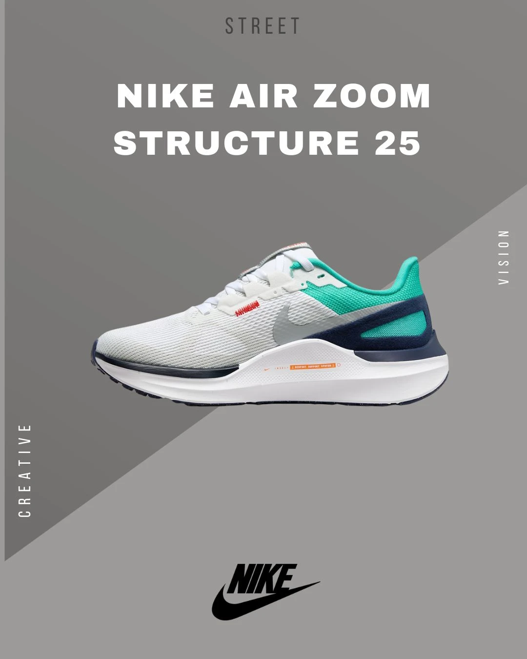 NIKE Air Zoom Structure 25 白灰色透氣緩震慢跑鞋DJ7884-102.