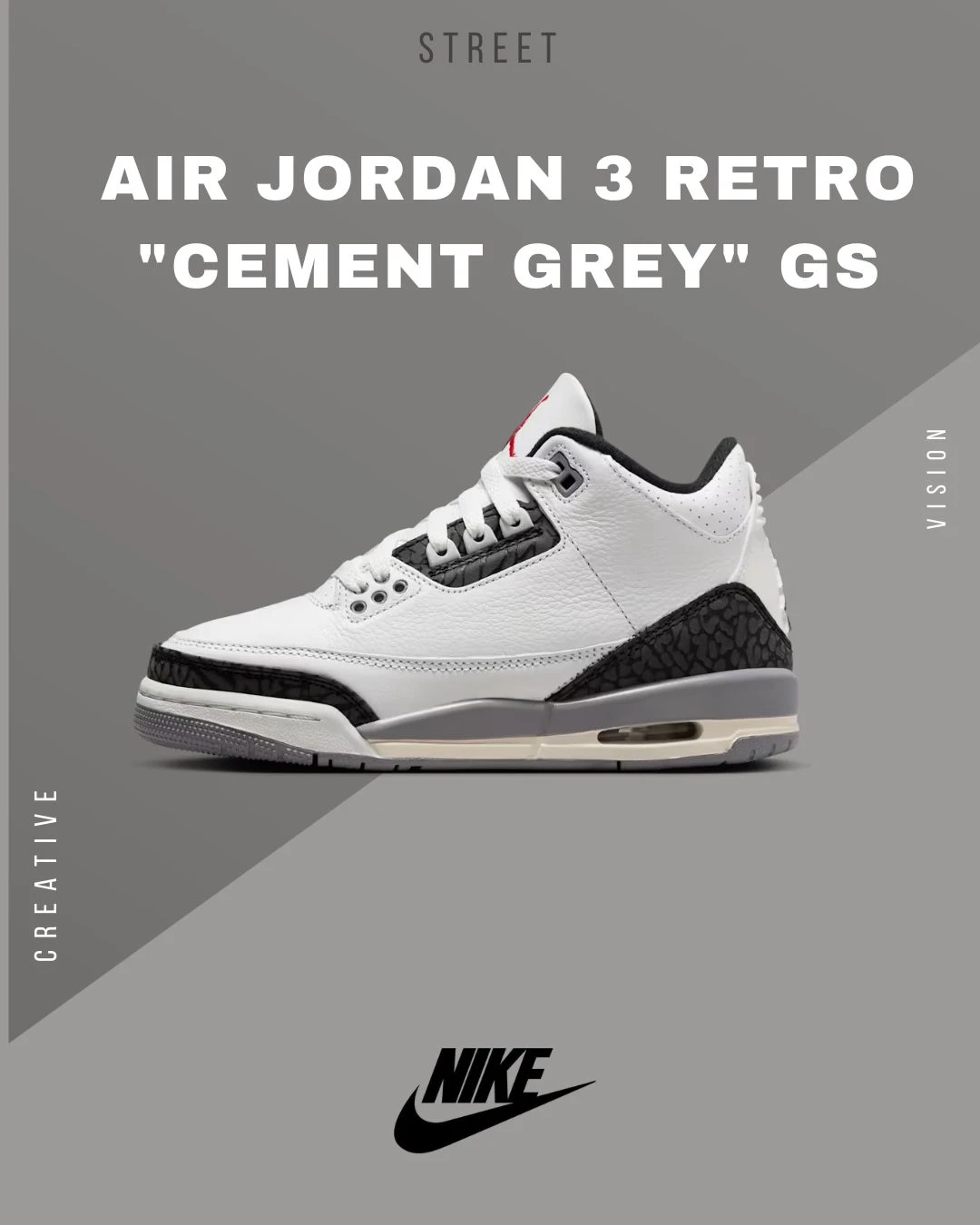 Air Jordan 3 Retro "Cement Grey" GS 水泥灰爆裂紋DM0967-106