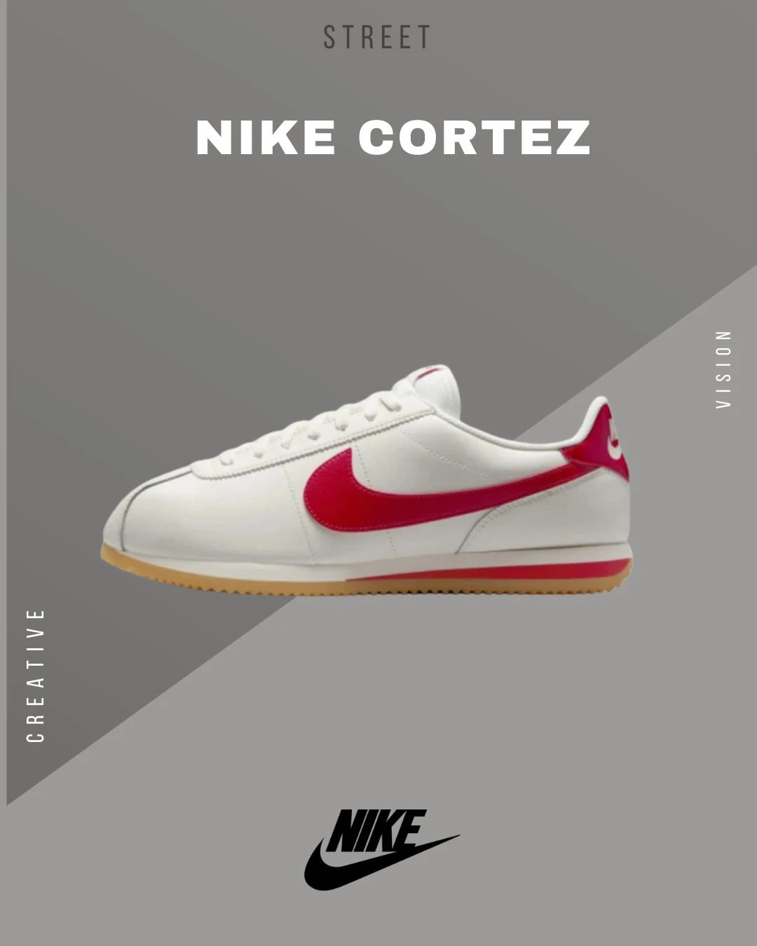 Nike 阿甘鞋Cortez 白紅復古休閒鞋膠底DM4044-110