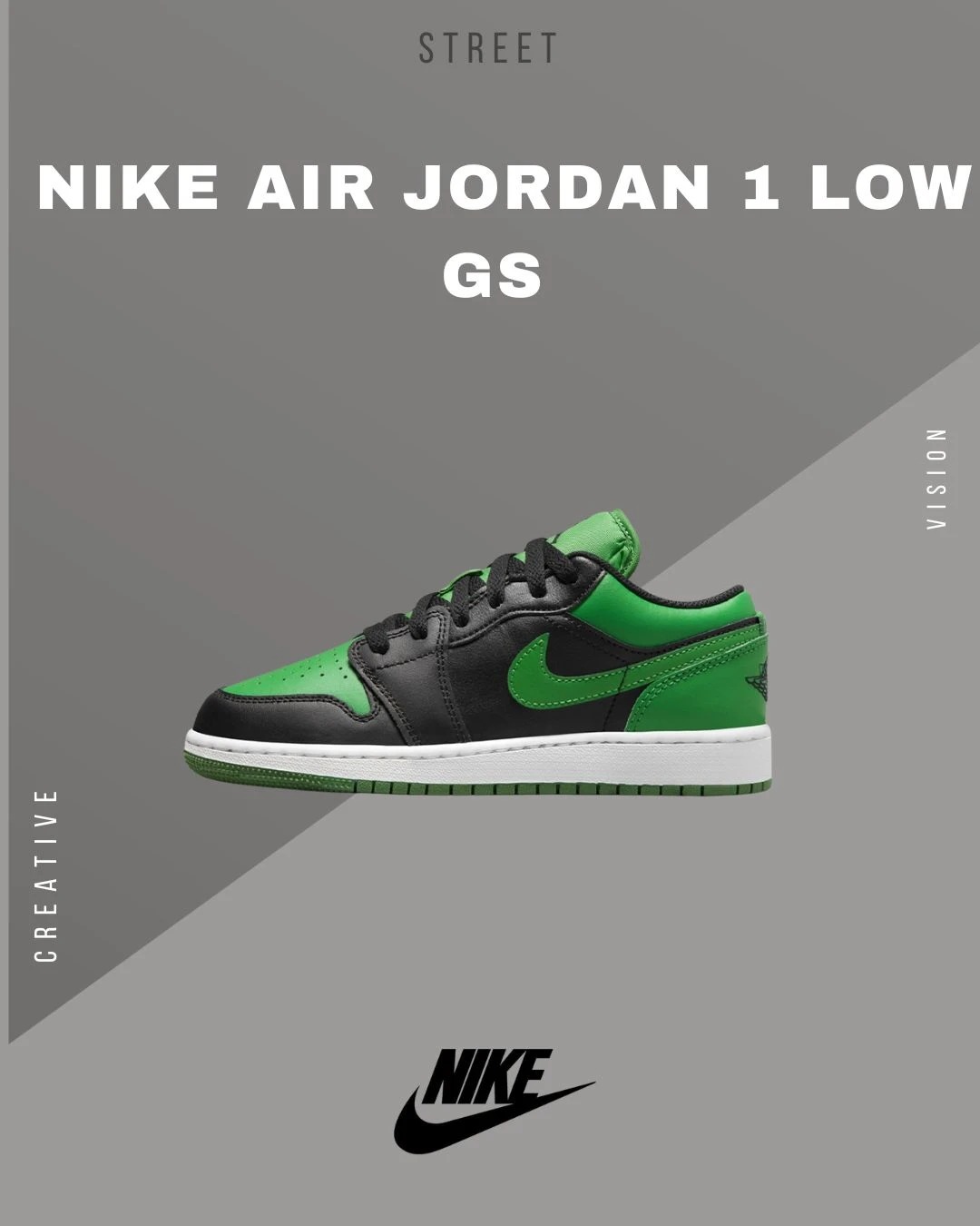 NIKE AIR JORDAN 1 LOW GS 籃球鞋黑綠-553560065