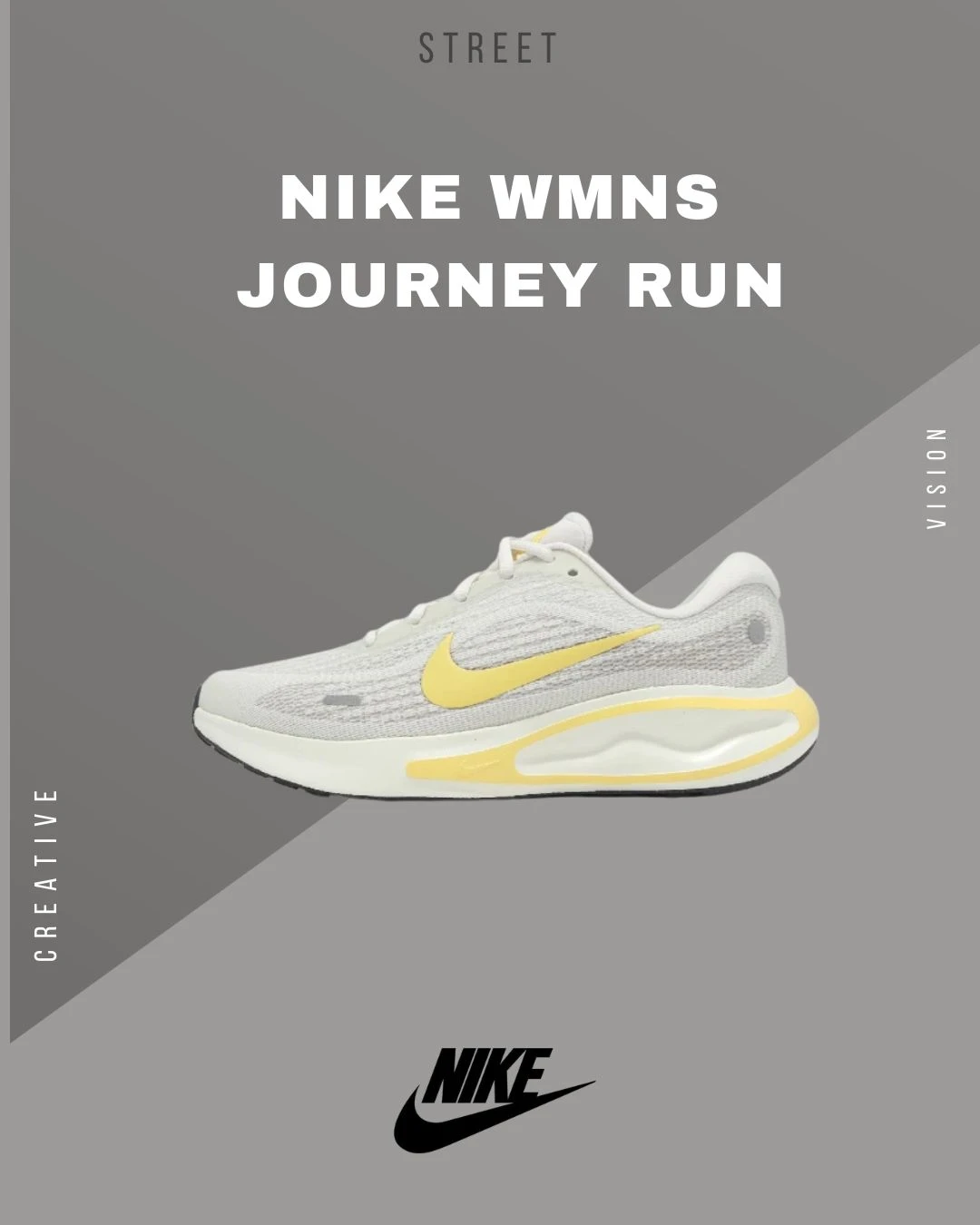 Nike 慢跑鞋Wmns Journey Run 米白黃緩震反光運動鞋FJ7765-112