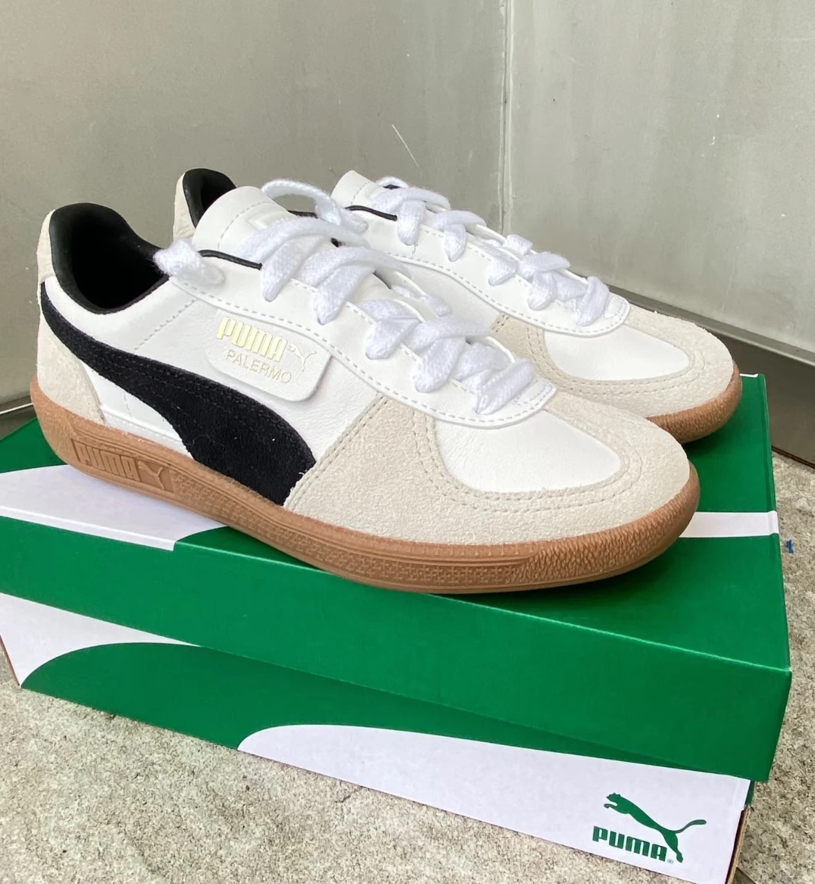 Puma Palermo Lth 奶油白白黑焦糖底德訓鞋休閒鞋ROSE同款396464-01