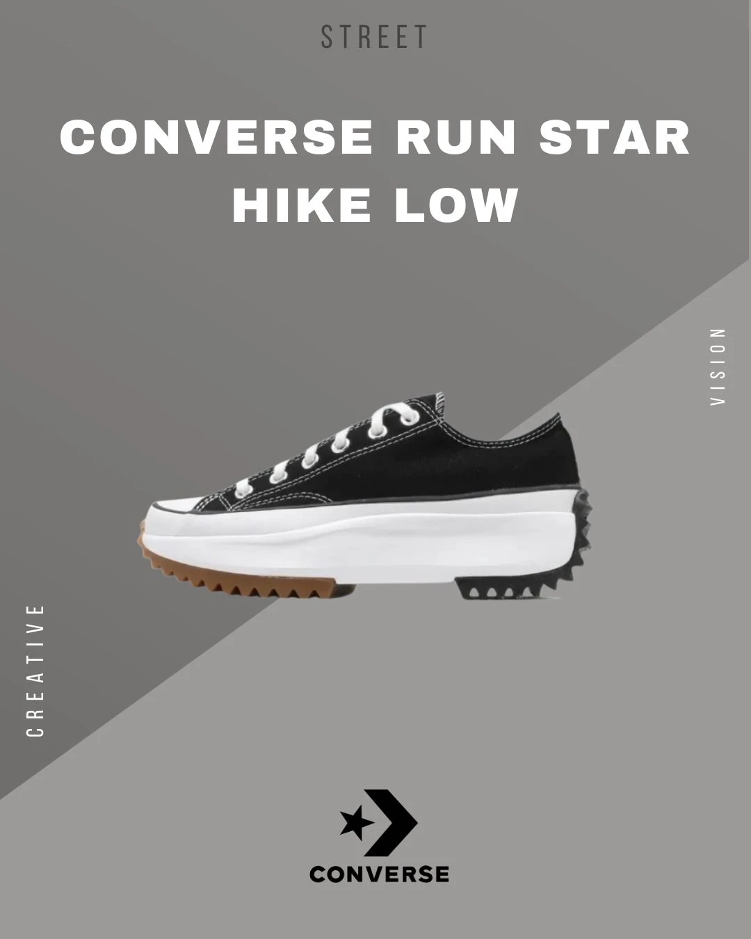 Converse Run Star Hike Low 男女黑低筒平民版鋸齒厚底休閒鞋168816C