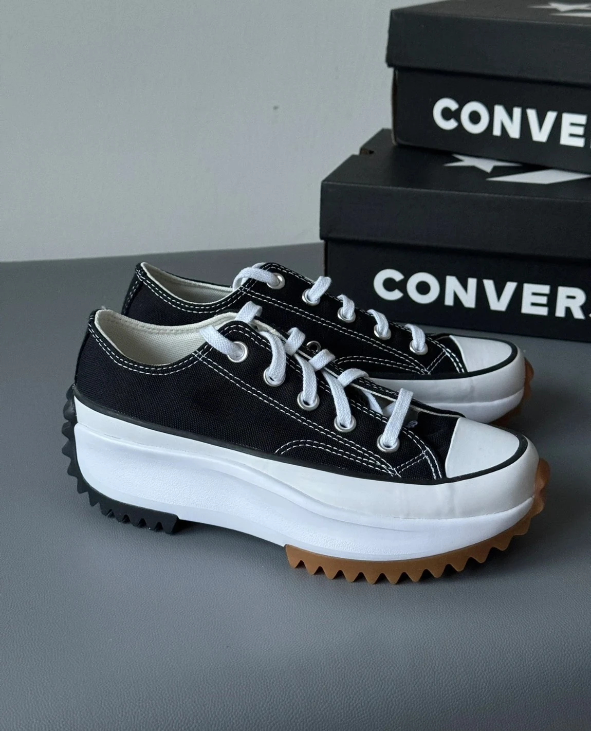 Converse Run Star Hike Low 男女黑低筒平民版鋸齒厚底休閒鞋168816C