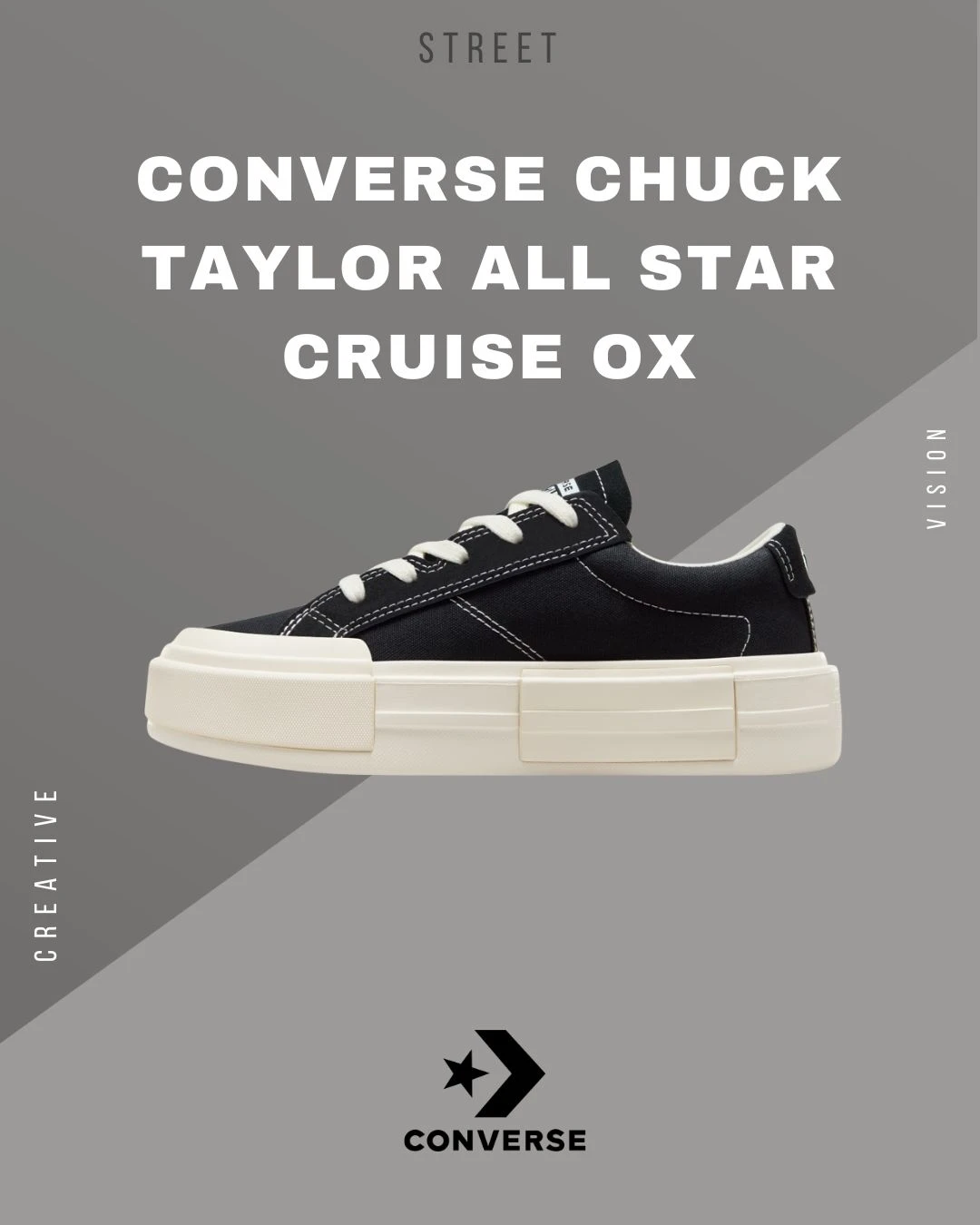 CONVERSE CHUCK TAYLOR ALL STAR CRUISE OX 黑白解構厚底低筒UU鞋帆布鞋A08789C