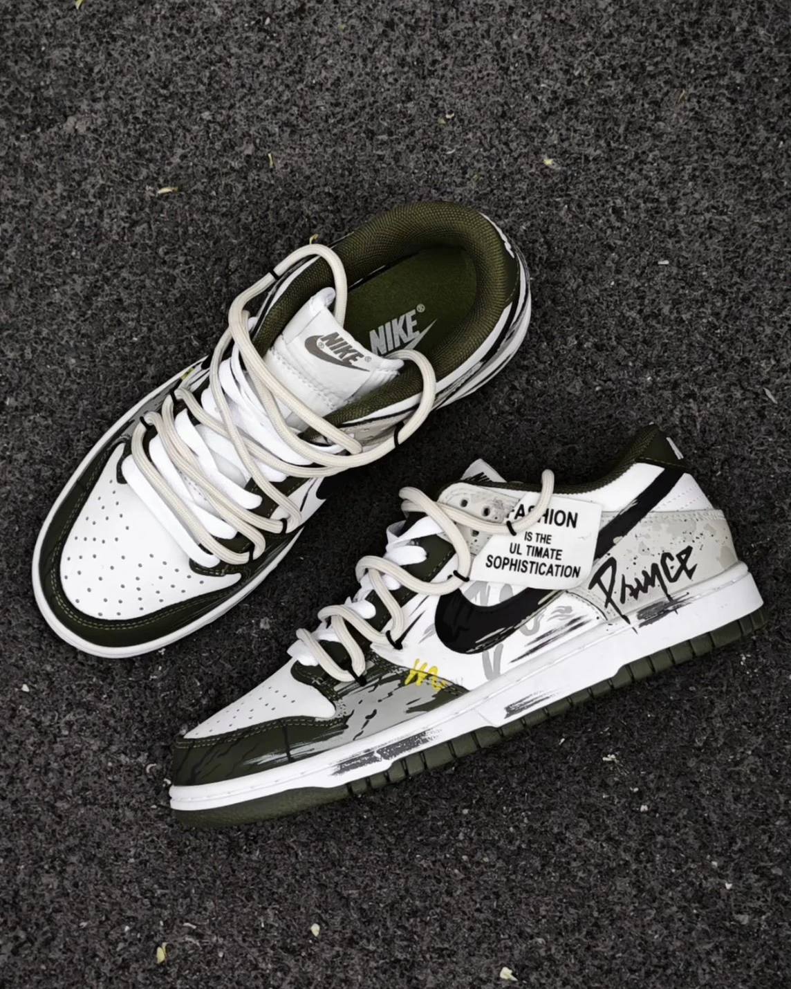 【訂製球鞋】NIKE DUNK Low|軍綠塗鴉解構