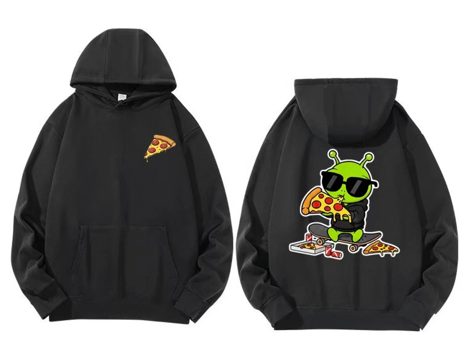 【現貨】銀狐暖絨帽踢|PIZZA ALIEN 酷萌外星人牛奶絨帽T 內刷毛保暖不刺膚