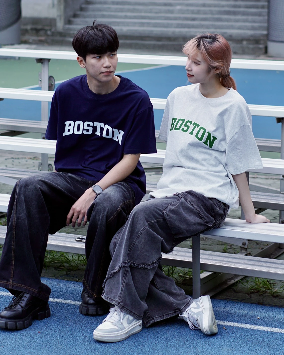 【情侶必備】BOSTON英文字230G純棉短T