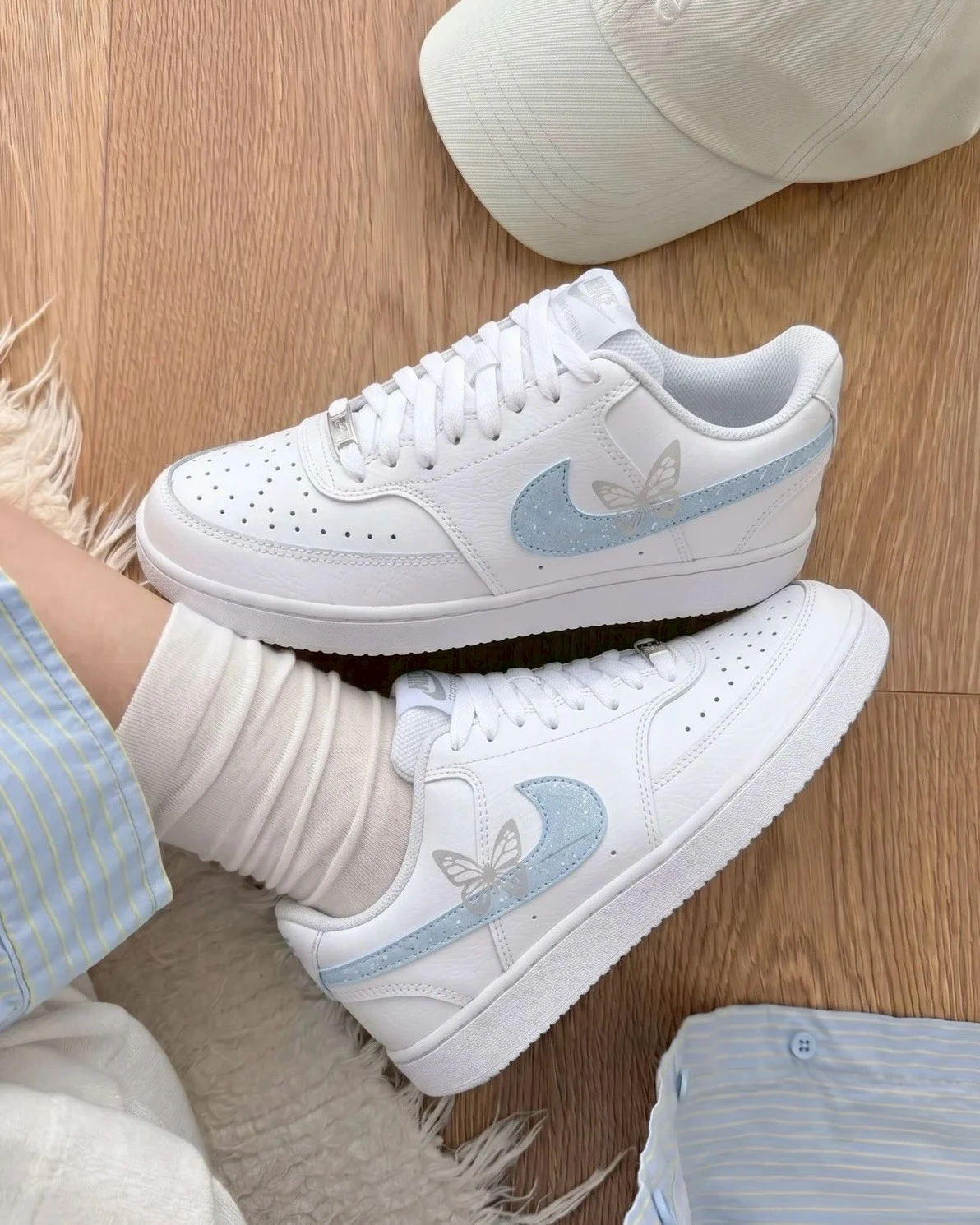 【訂製球鞋】NIKE AIR FORCE 1|藍銀蝴蝶