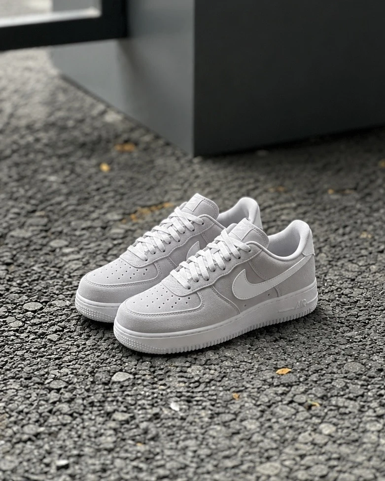 【爆款!限量】 NIKE Air Force 1 AF1 男款 立體果凍勾 灰白 煙灰 麂皮iu7592-078