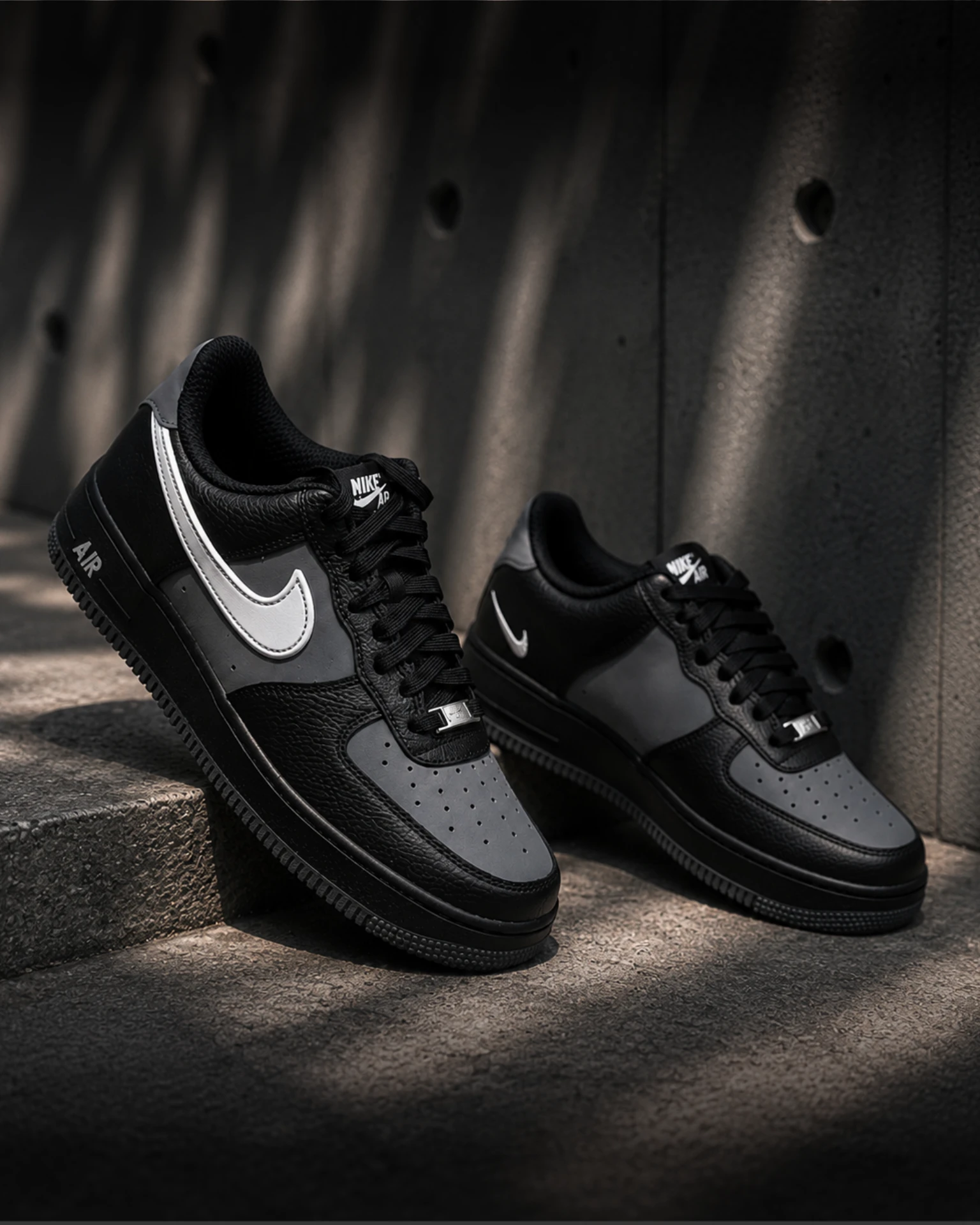 【爆款!限量】現貨 NIKE Air Force 1 AF1 男款 灰黑拼接立體勾 荔枝皮側面小勾IR1475-010