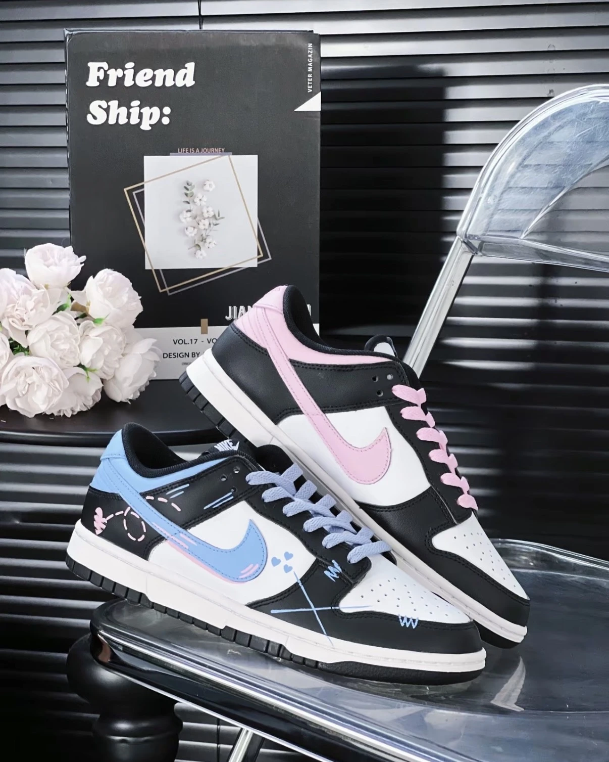 【定制球鞋】Nike Dunk 鴛鴦藍粉愛心