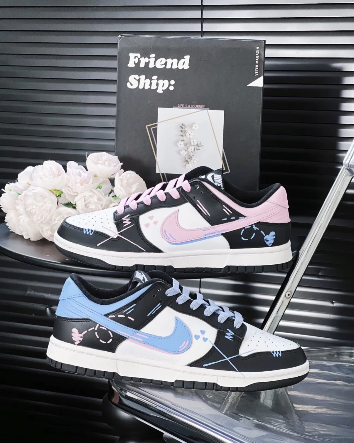 【定制球鞋】Nike Dunk 鴛鴦藍粉愛心