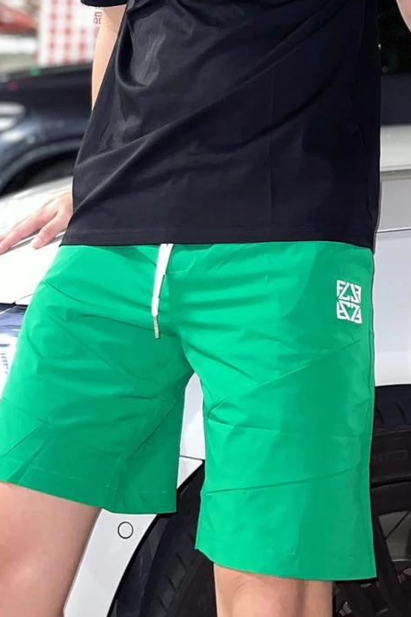 【Freizeit費瑞特】拼接繡花｜短褲(綠)
