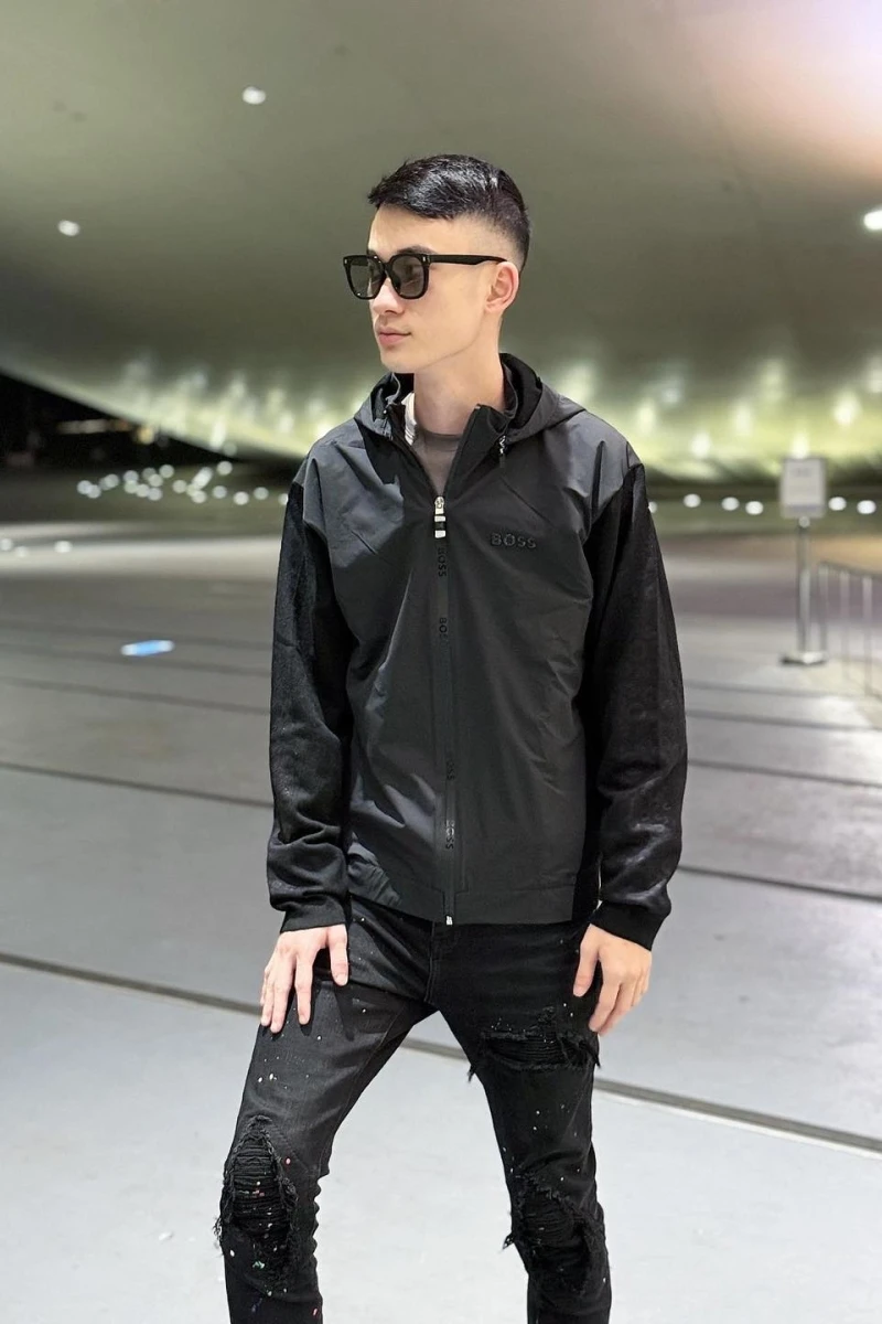 BOSS羊毛拼接風衣外套『二樓國際精品』