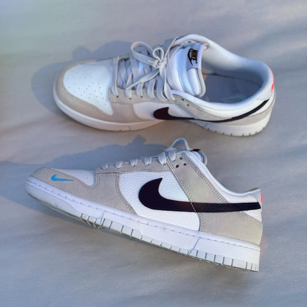 NIKE DUNK LOW MINI SWOOSH 白灰海軍藍/刺繡小勾🤍💙『二樓國際精品』