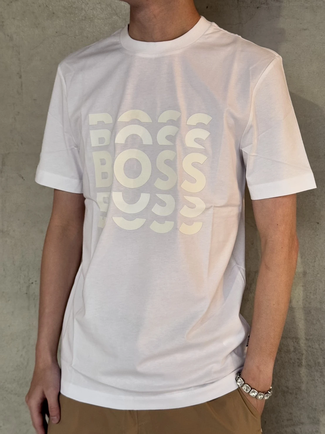 【BOSS】疊字Logo｜短袖(白色)