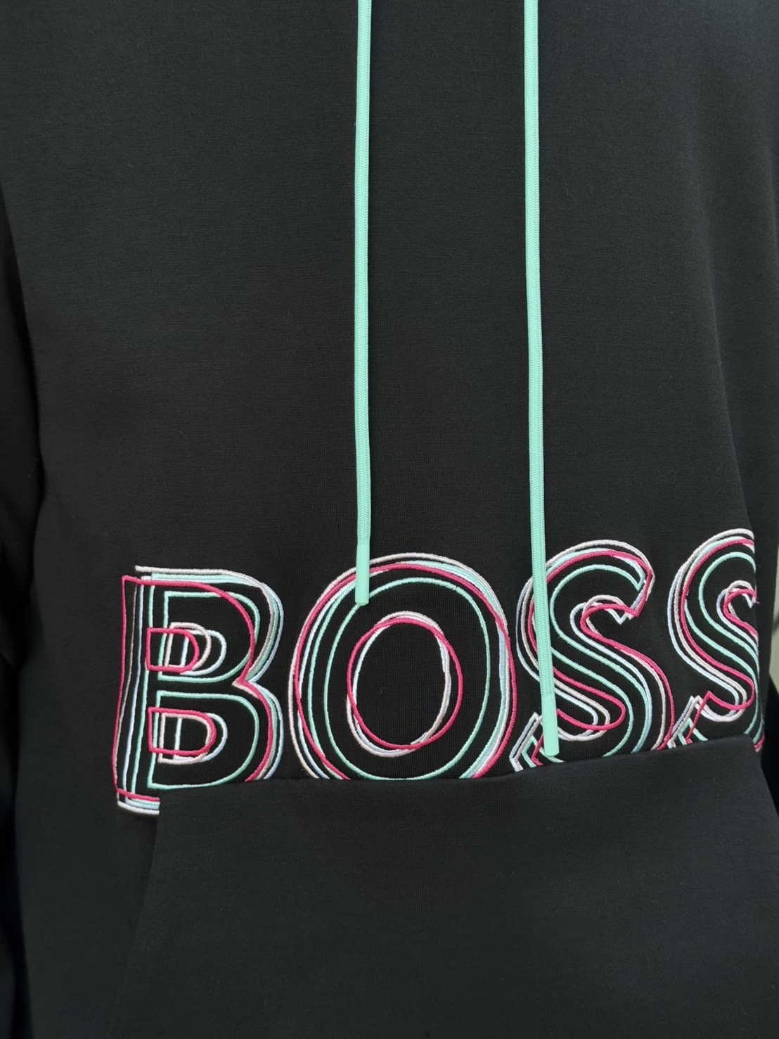 BOSS 刺繡素描LOGO帽T(黑)