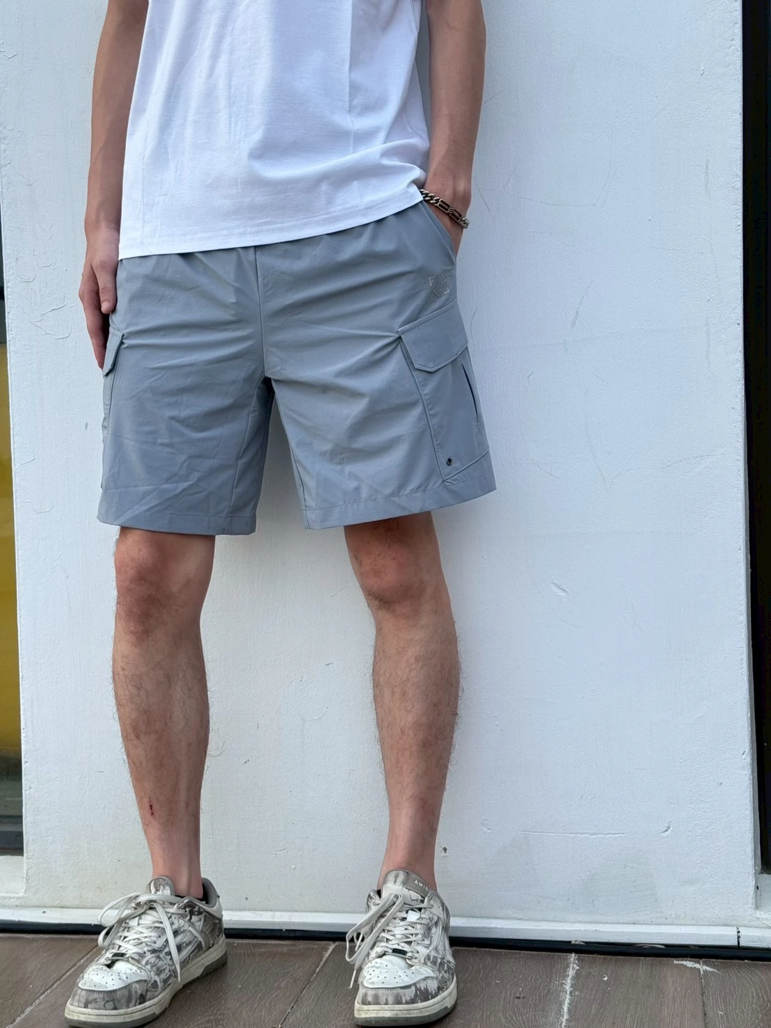 【Freizeit費瑞特】小LOGO｜工裝短褲(藍灰)