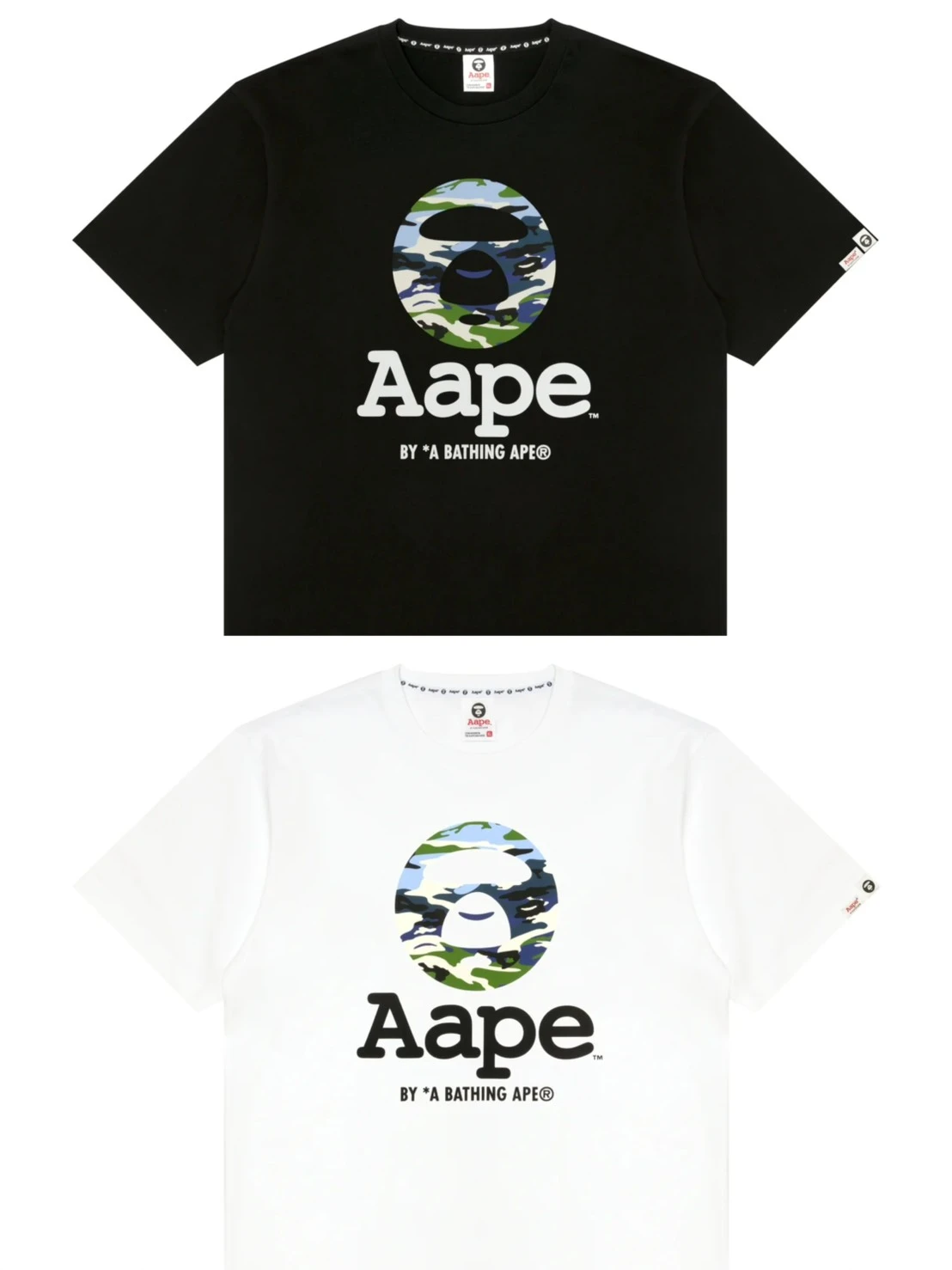 AAPE·猿人迷彩印花短袖(黑/白)