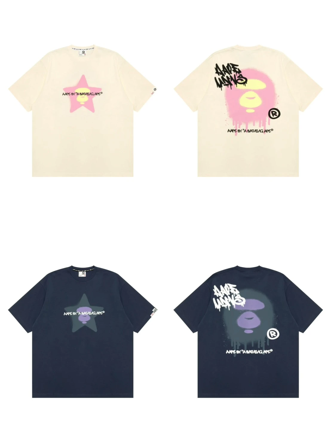 AAPE ·星痕塗鴉短袖(米白/藍)
