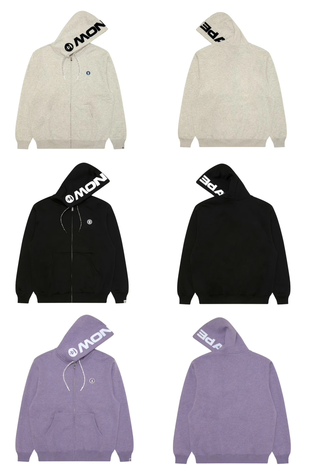 『預購』AAPE ·牙刷繡徽章連帽外套(黑/灰/紫)