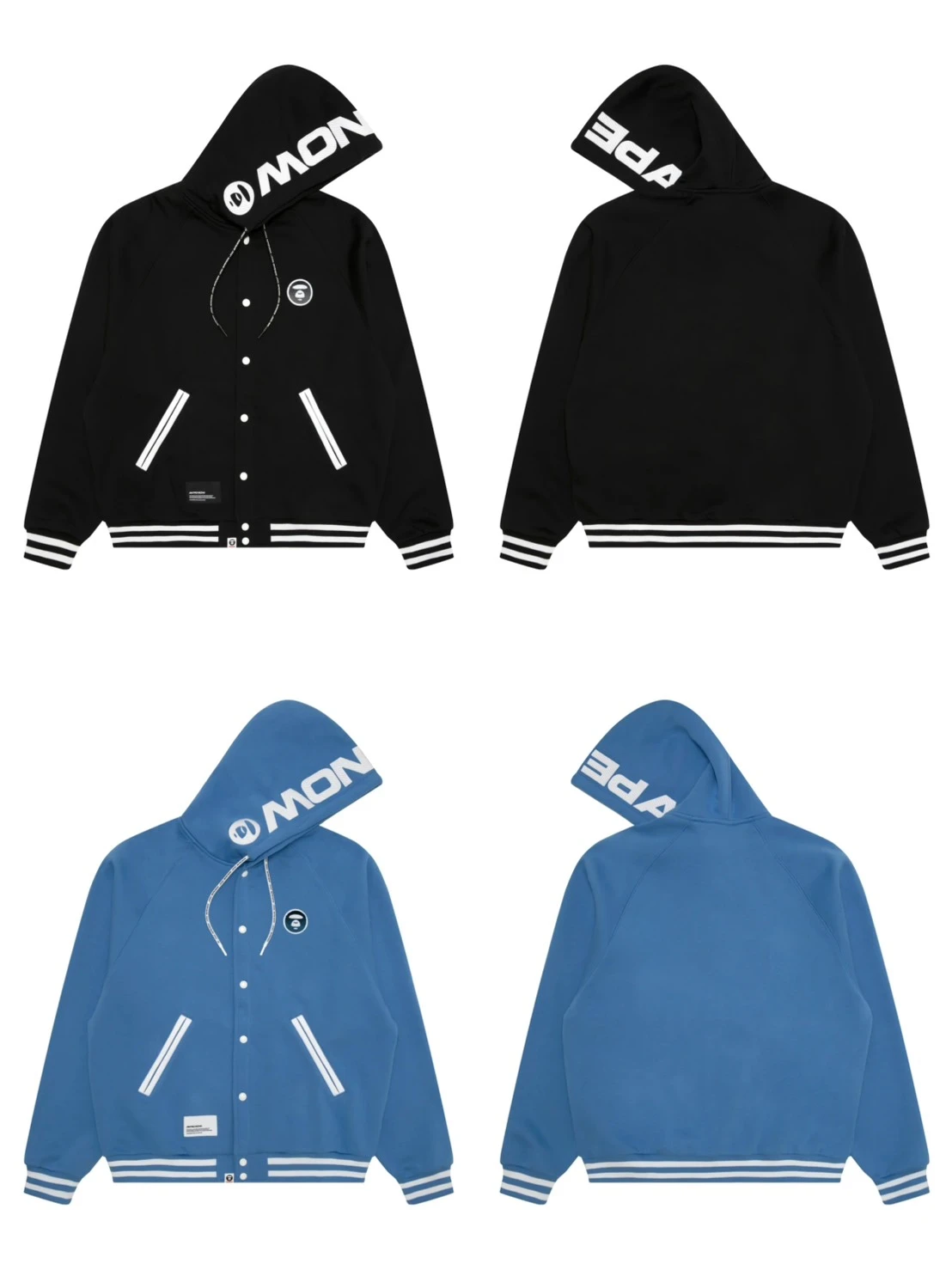 『預購』AAPE ·加絨棒球服連帽衛衣(黑/藍)