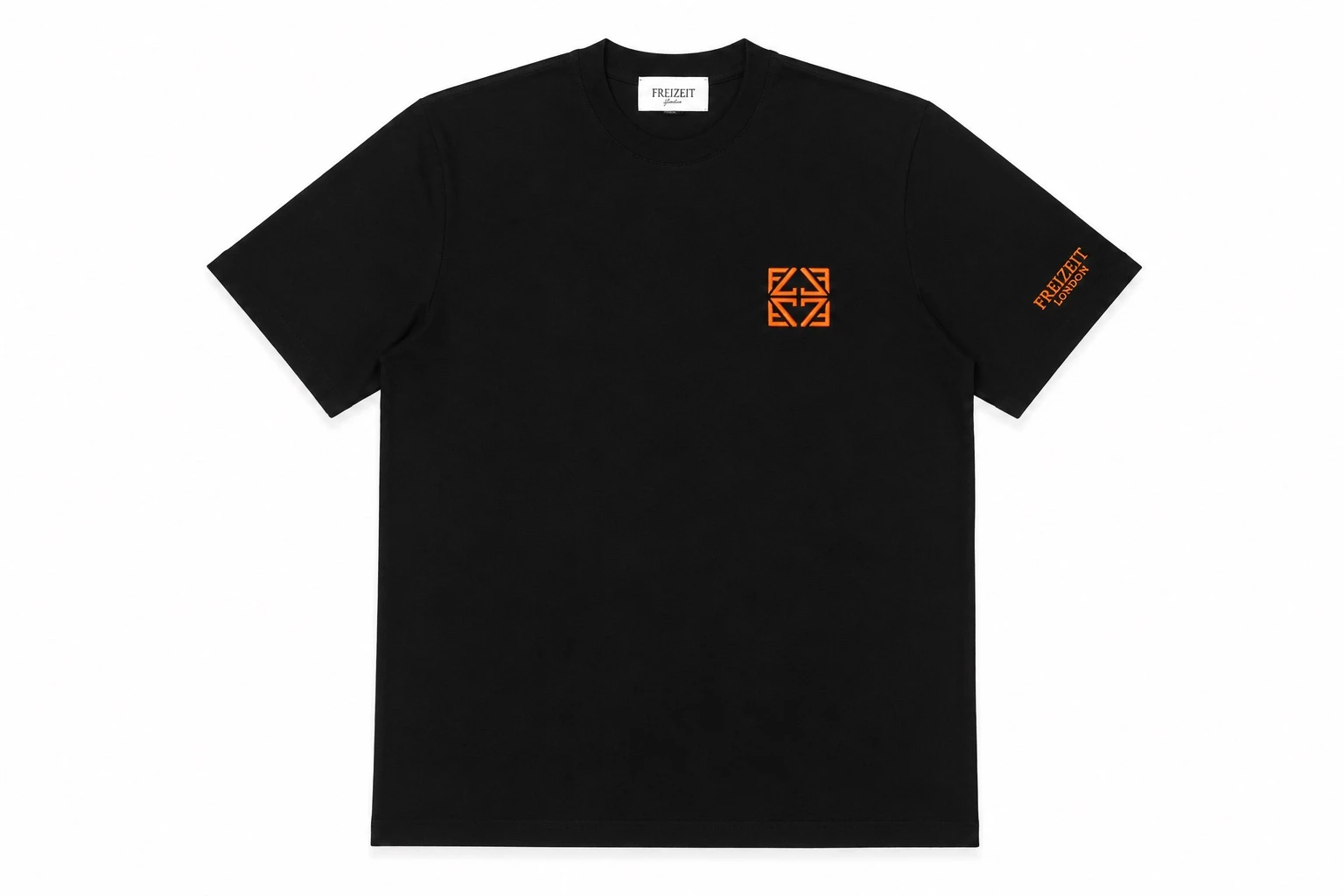 【Freizeit費瑞特】童裝刺繡Logo｜短袖(黑橘)
