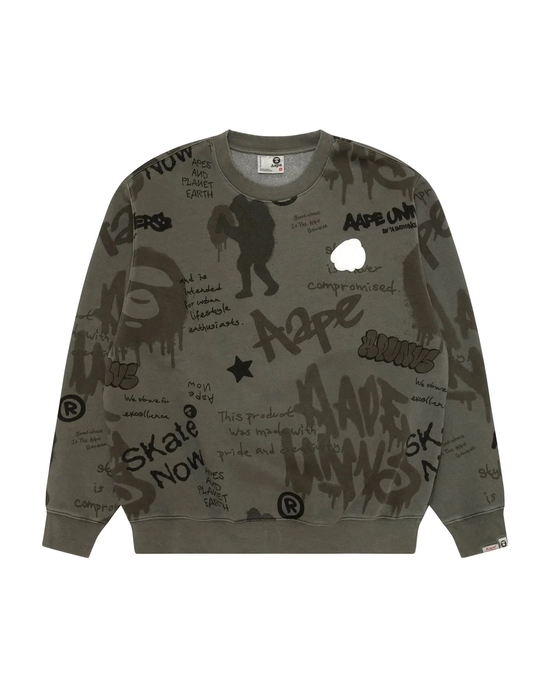 『預購』AAPE ·加絨塗鴉衛衣(灰/紫)