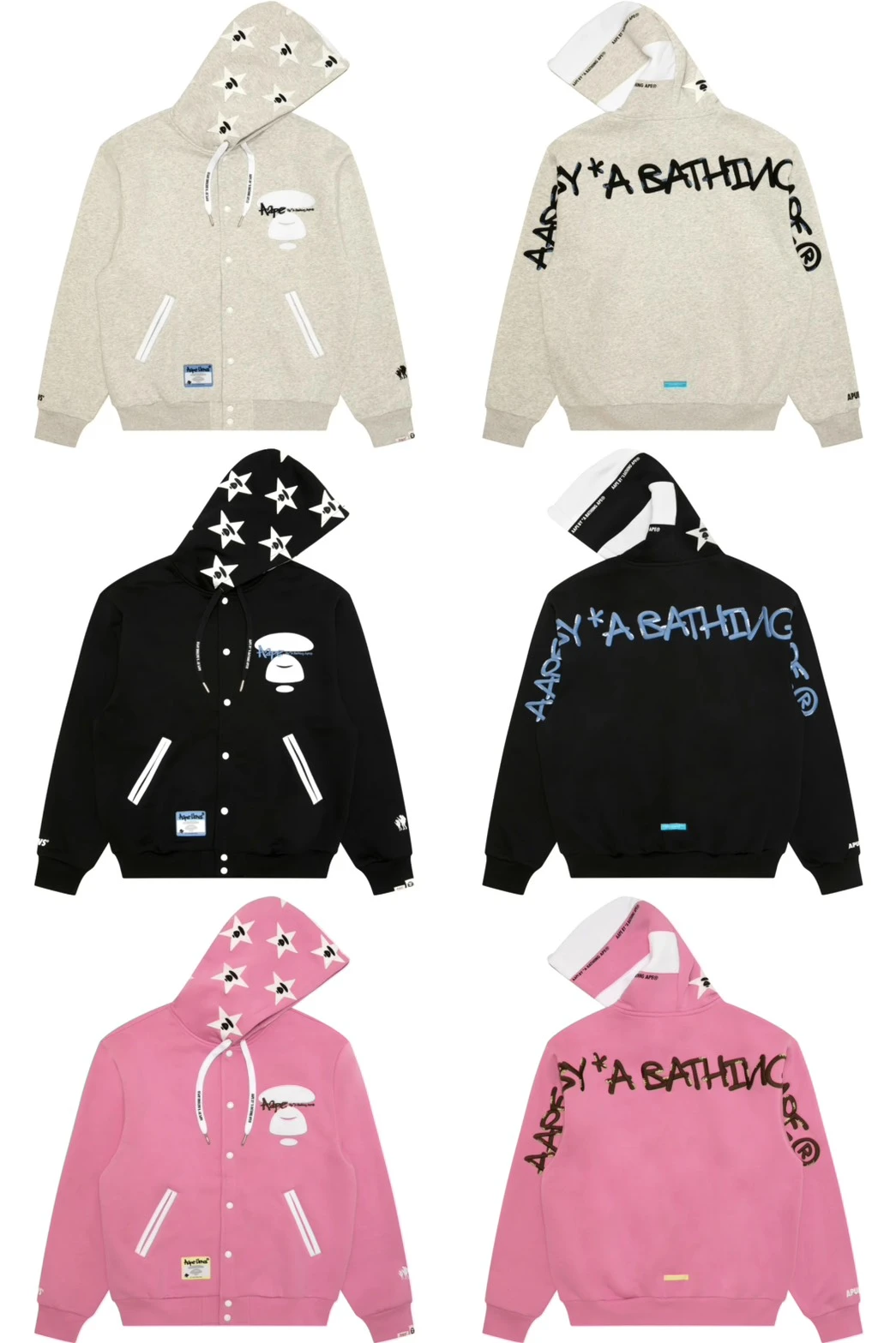 『預購』AAPE ·星星連帽棒球服外套(黑/粉/灰)