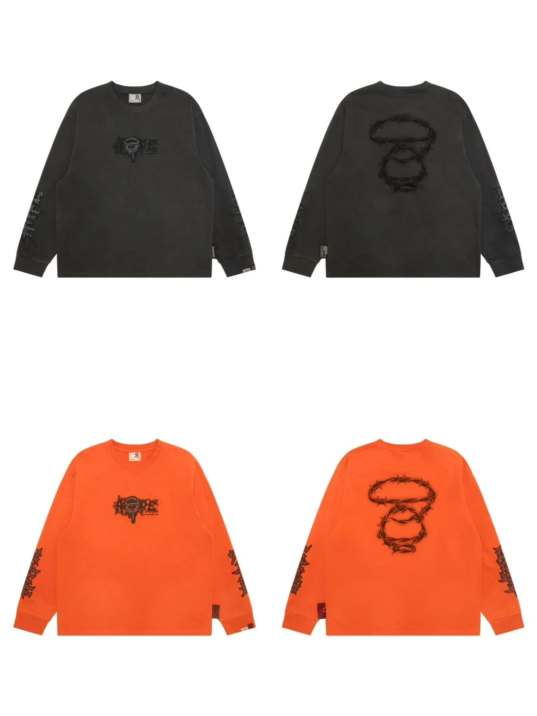 AAPE ·荊棘鐵絲猿人長袖(黑/橘)