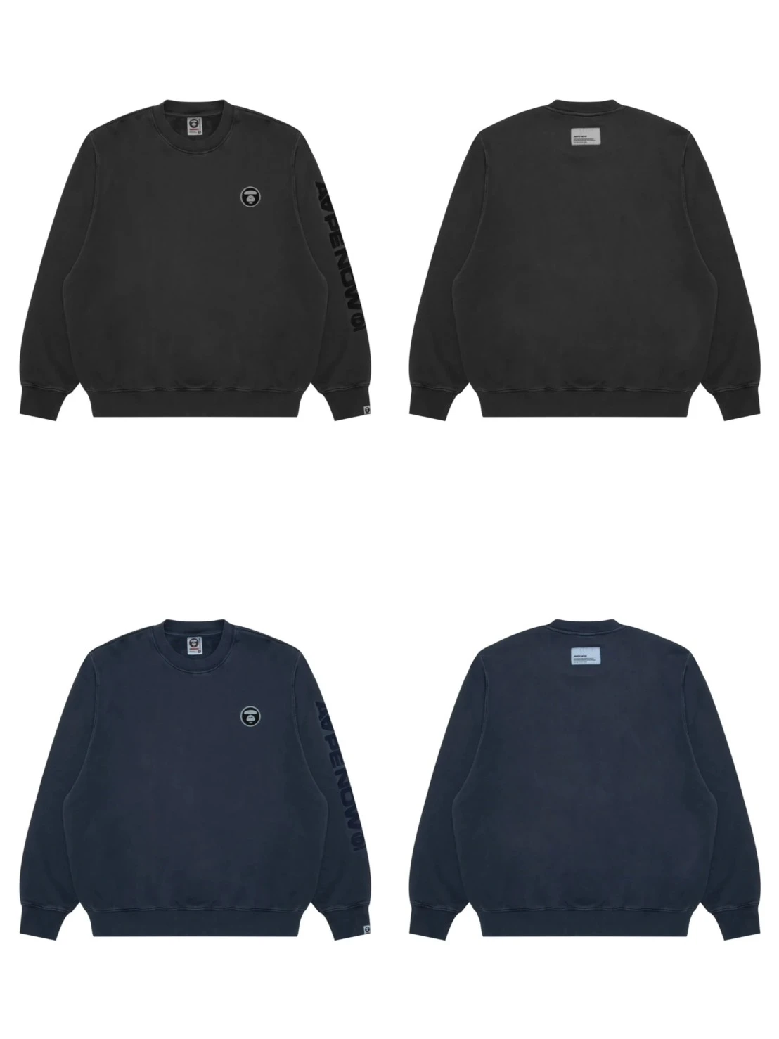 AAPENOW·猿人刺繡水洗衛衣(黑/軍藍)