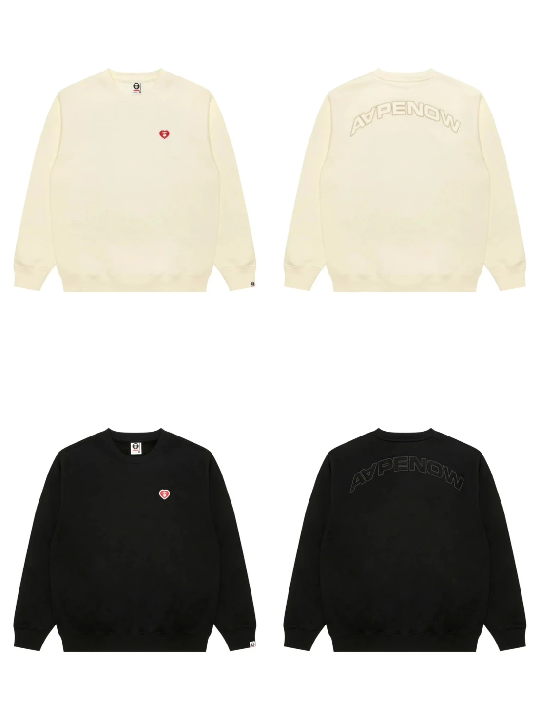 AAPE·心型猿人加絨衛衣(黑/米白)