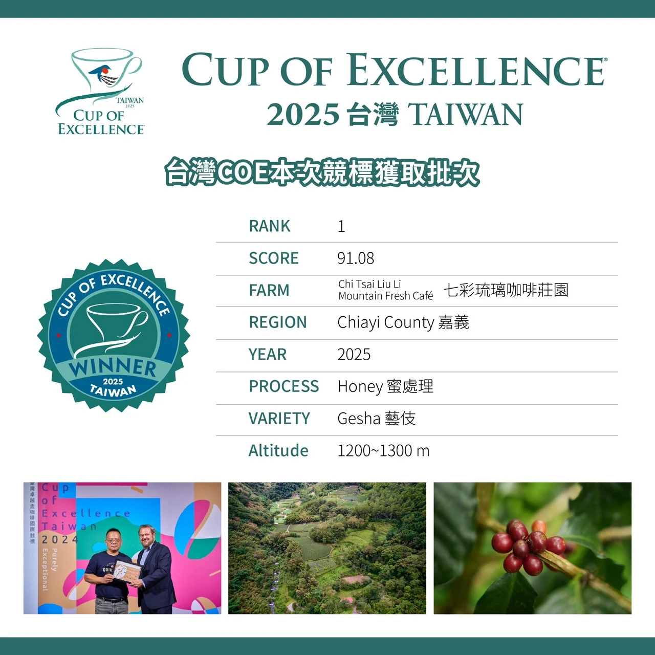 (完售)七彩琉璃咖啡莊園 Chi Tsai Liu Li Mountain Fresh Café