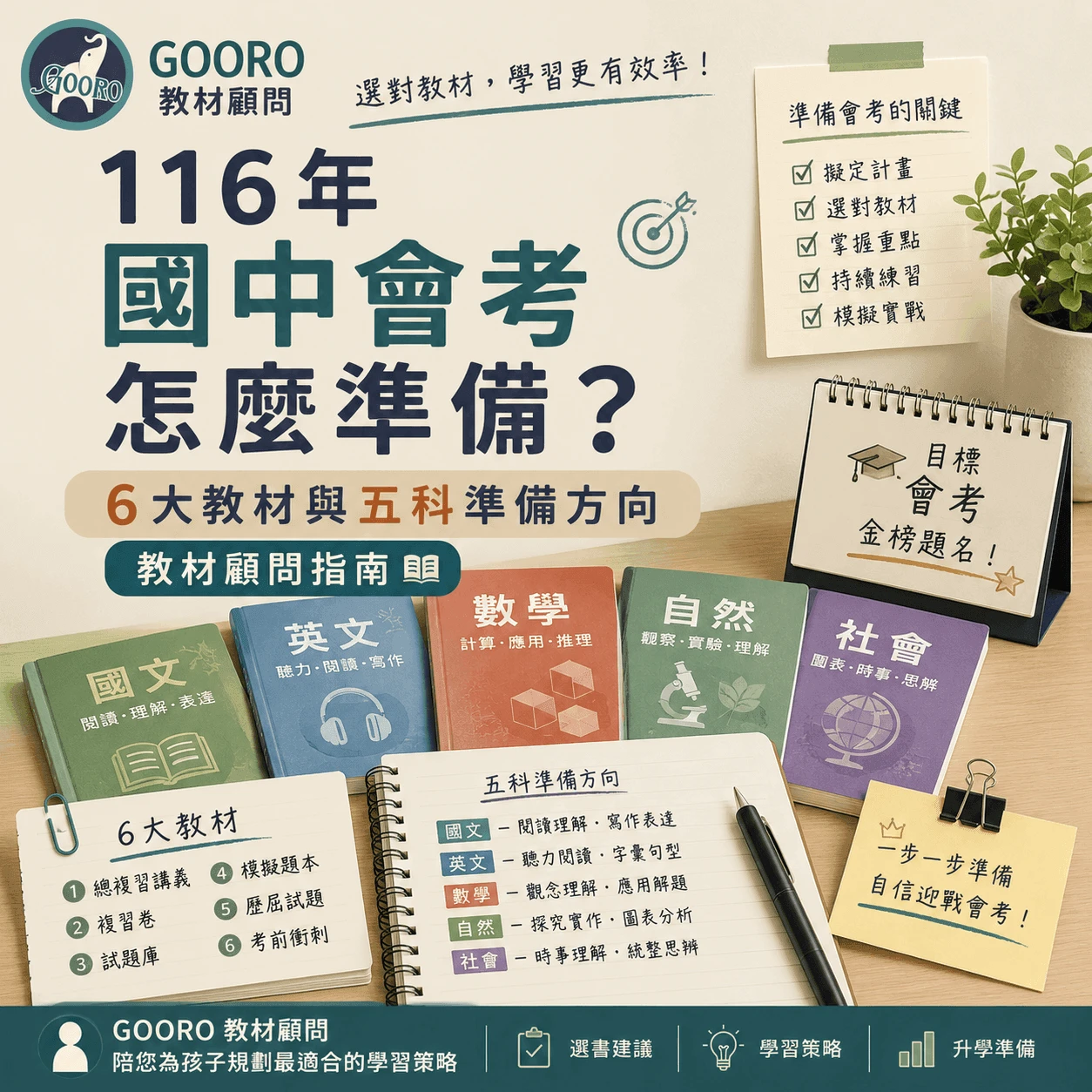116年國中會考怎麼準備？6大教材與五科準備方向｜教材顧問指南