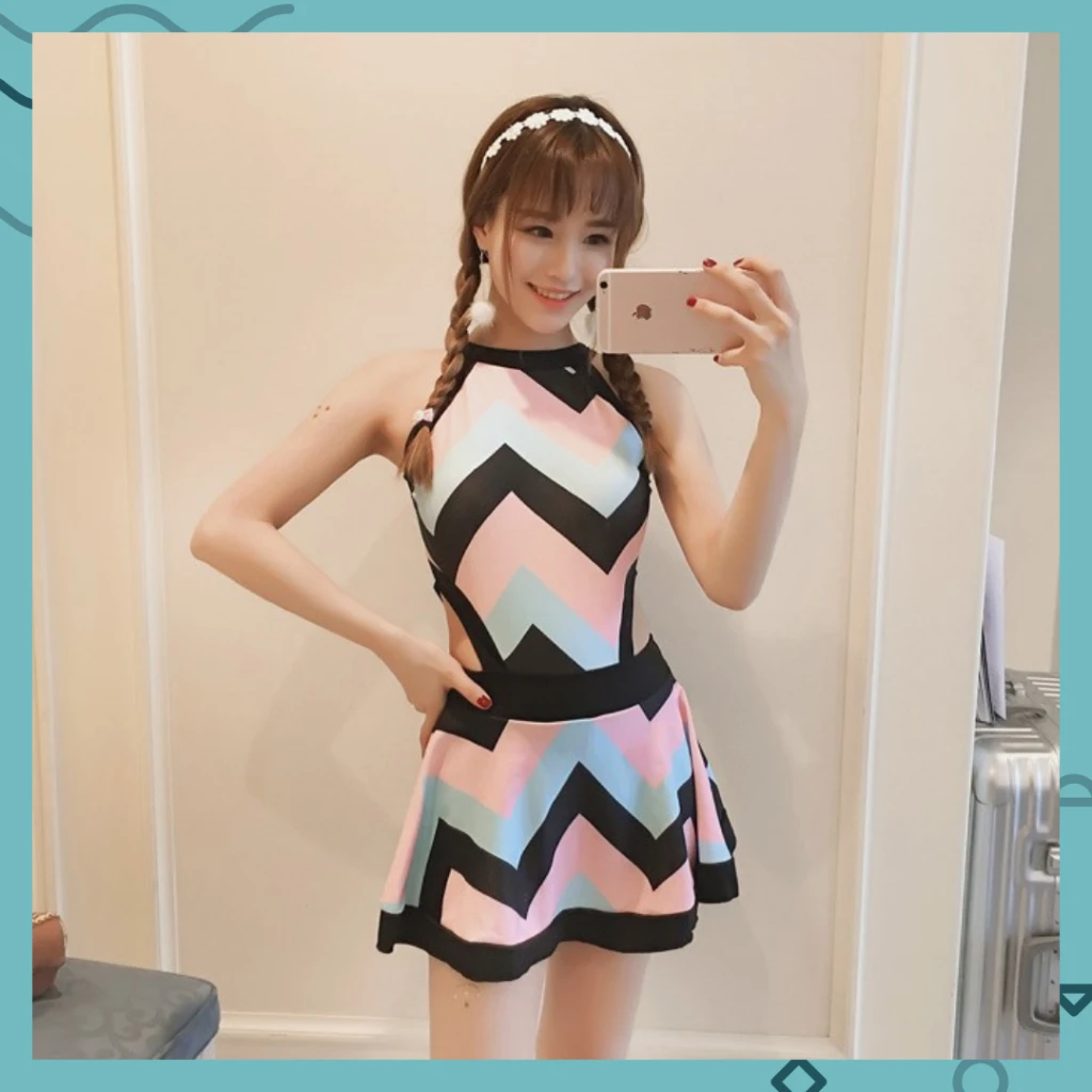 糖果色連身裙泳衣