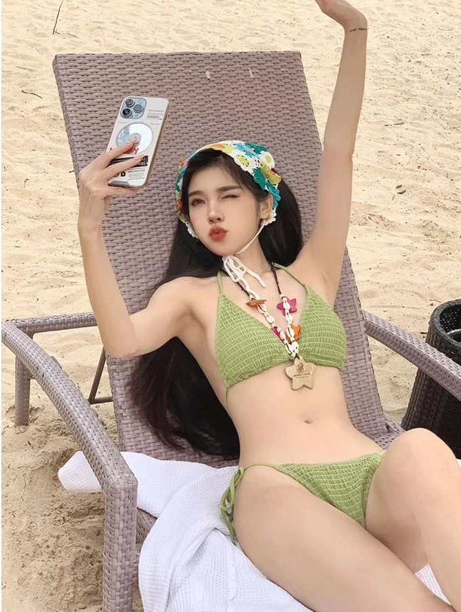 波浪皺褶繫帶比基尼