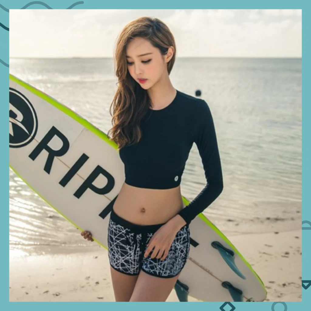 短版美背三件套長袖泳衣