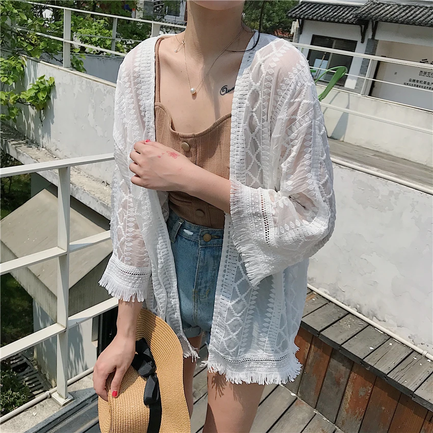 蕾絲流蘇外罩衫