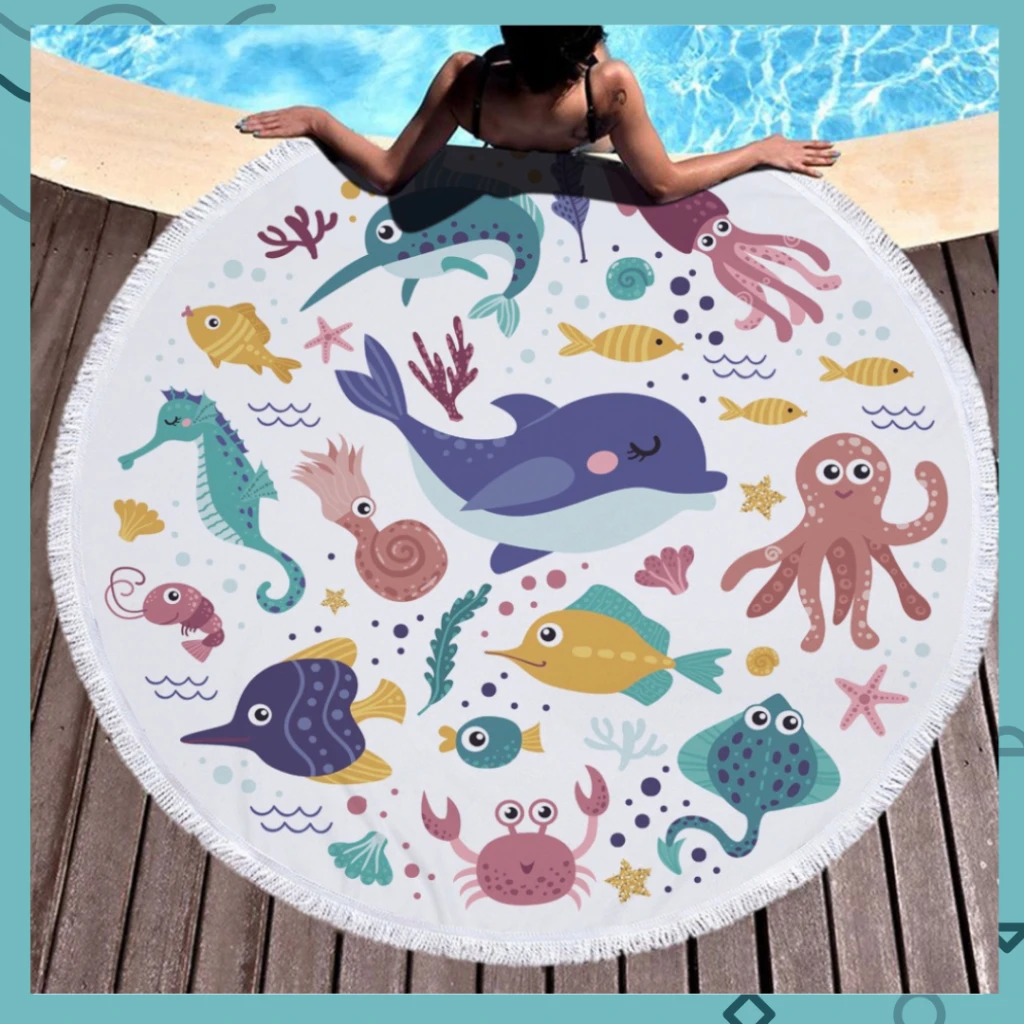 海洋生物沙灘巾