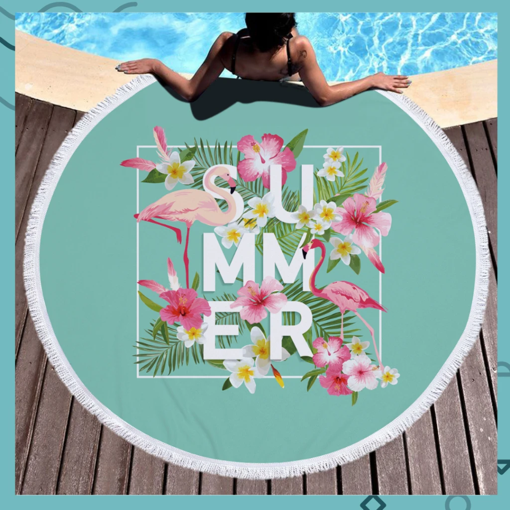 summer火烈鳥沙灘巾