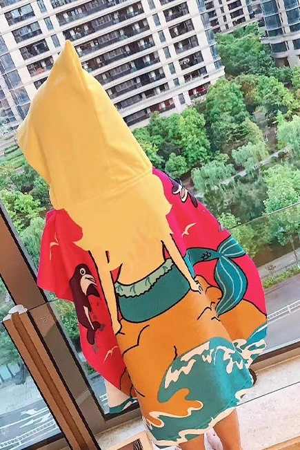 兒童連帽毛巾衣-海豚人魚公主