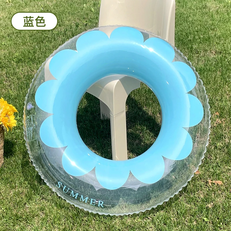 透明藍色小花泳圈