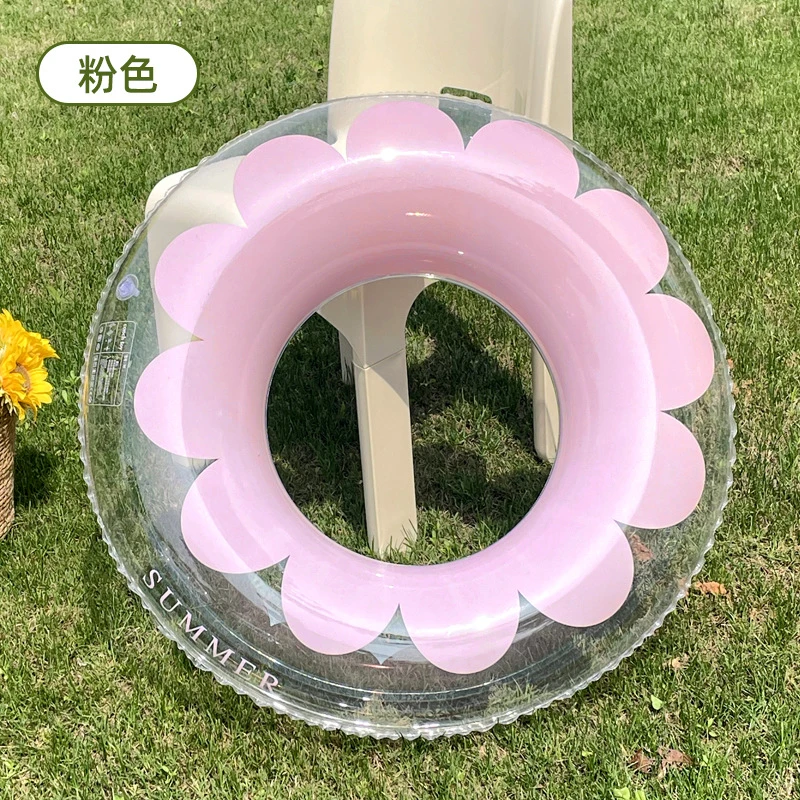 透明粉色小花泳圈