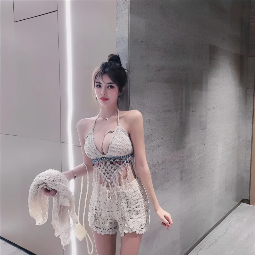 波希米亞海灘罩衫三件套組