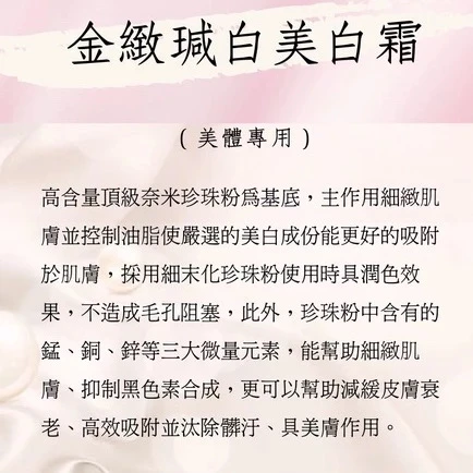 高濃度｜白到發光｜白皙天花板｜強效型身體專用《金緻瑊白美白霜》SIMQENA 強效美白乳液美白身體乳