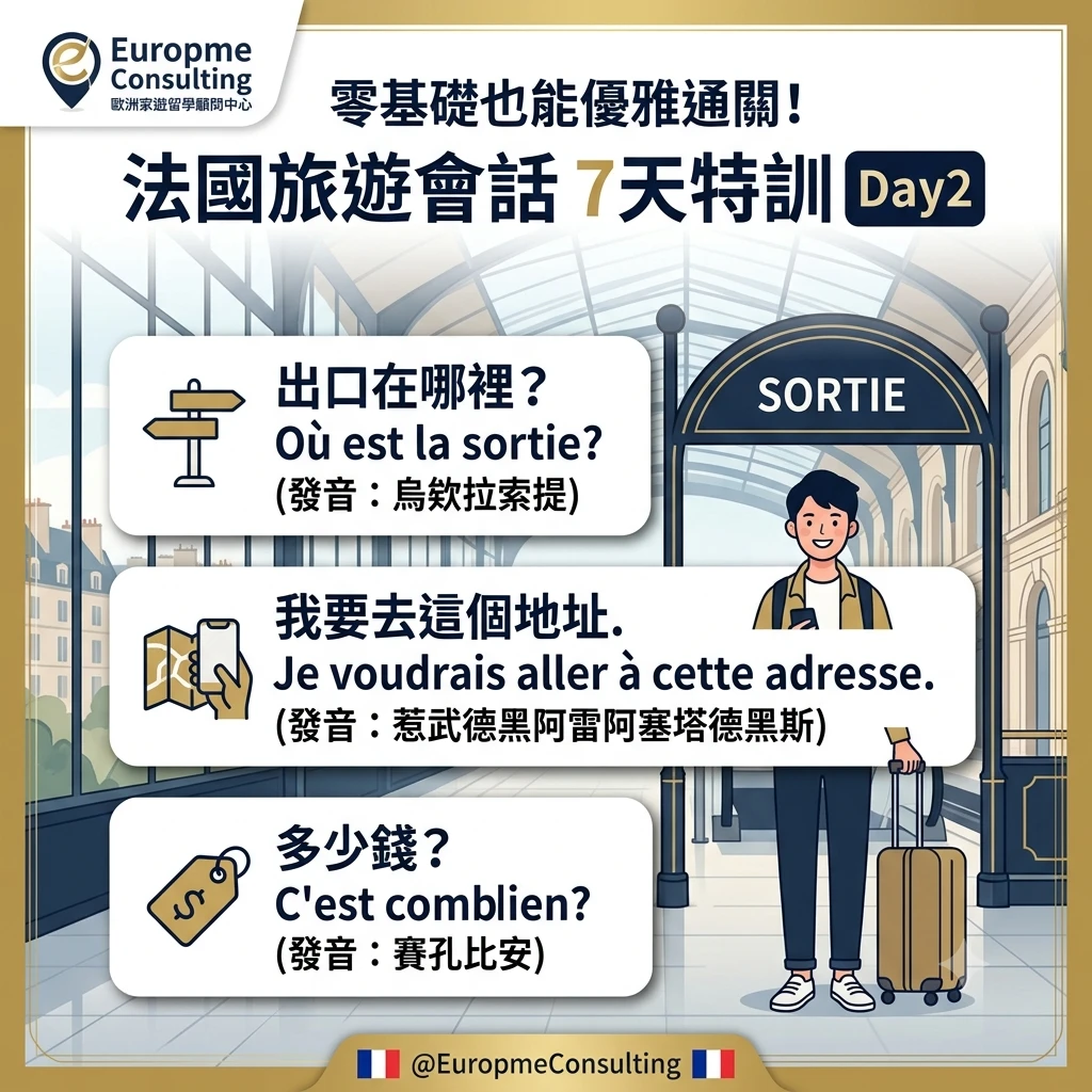 零基礎也能優雅通關！法國旅遊會話 7 天特訓 Day 2：從機場到市區，不說法語也能內行找到路