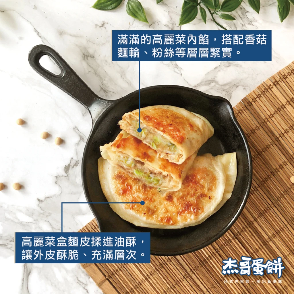 眷村高麗菜盒（5片）｜手工揉麵・清爽蔬食｜杰哥蛋餅｜全素