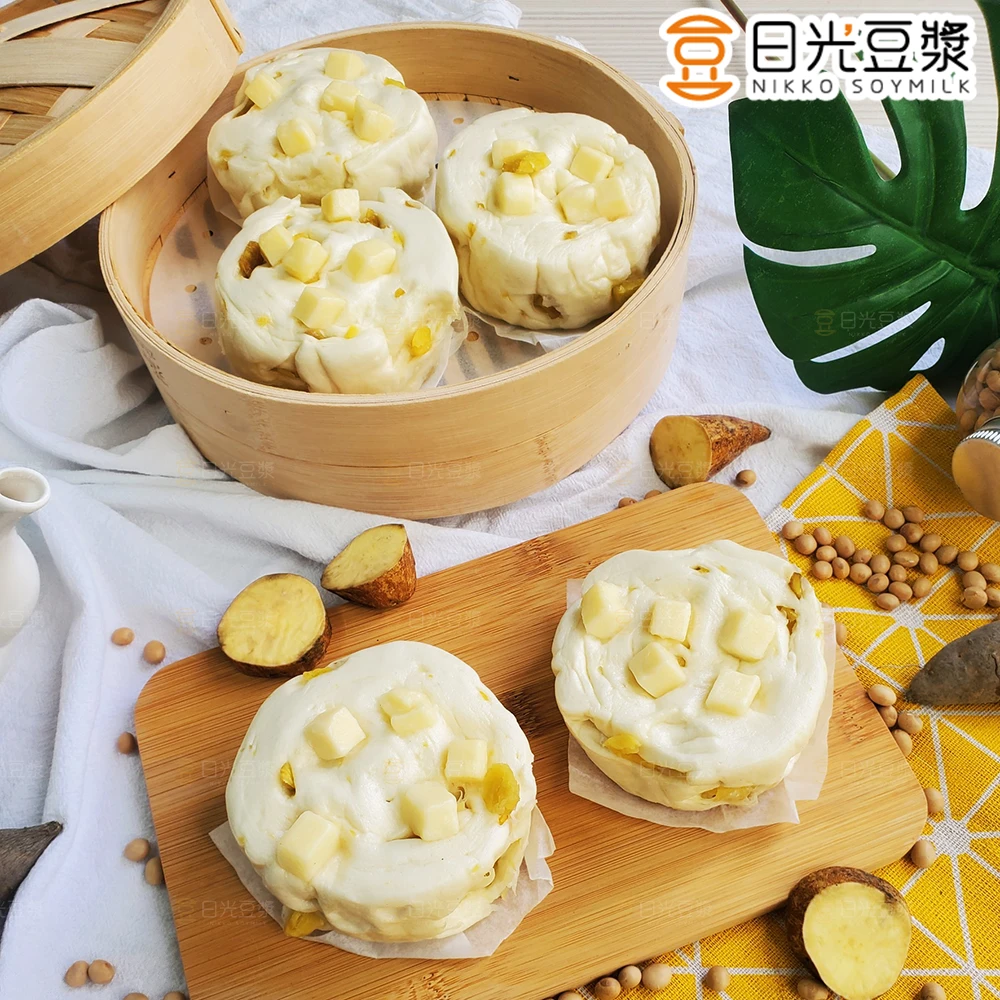 台農57號地瓜乳酪Q饅頭（6顆）｜香甜地瓜・濃郁乳酪｜日光豆漿｜奶素