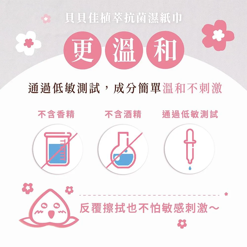 貝貝佳 植物萃取抗菌濕紙巾 附蓋 私密處清潔 抗流感 腸病毒